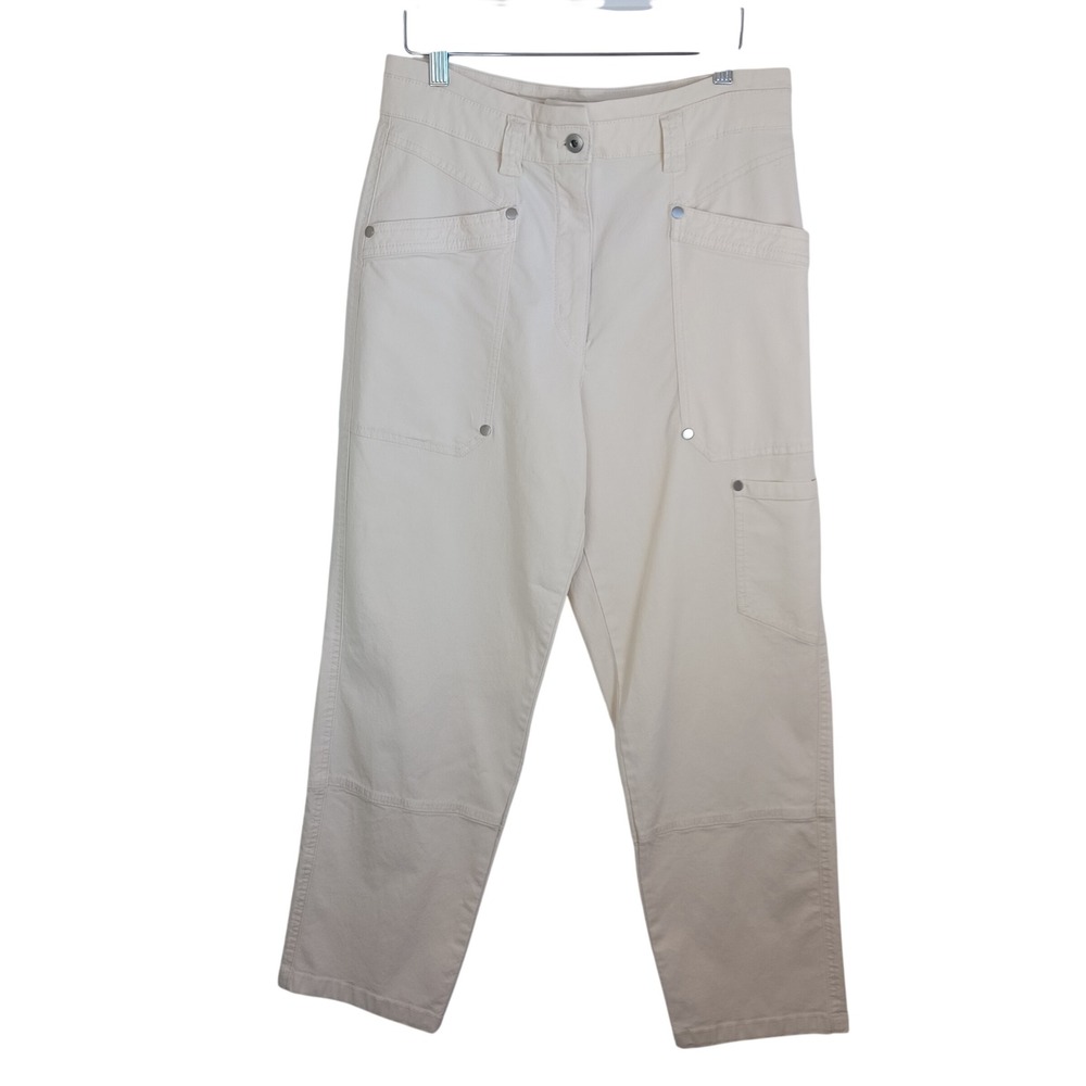 Maeve Anthropologie Cream Utility Carpenter Pants High Rise Straight Leg Size 29